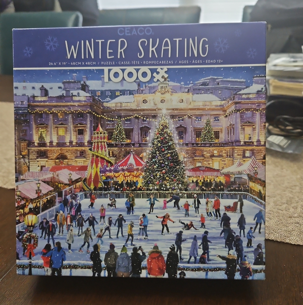 CEACO Winter Skating 1000-Piece Jigsaw Puzzle - Festive Ice Rink Scene- Used